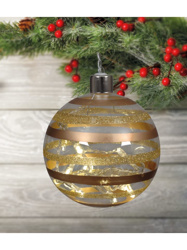 LED Weihnachtsartikel "WEIHNACHTEN" in gold - (L)10 cm x (B)10 cm x (H)10.5 cm