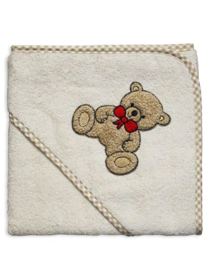 Kapuzenbadetuch 80 x 80 cm - Teddy Natur in beige,braun,motiv