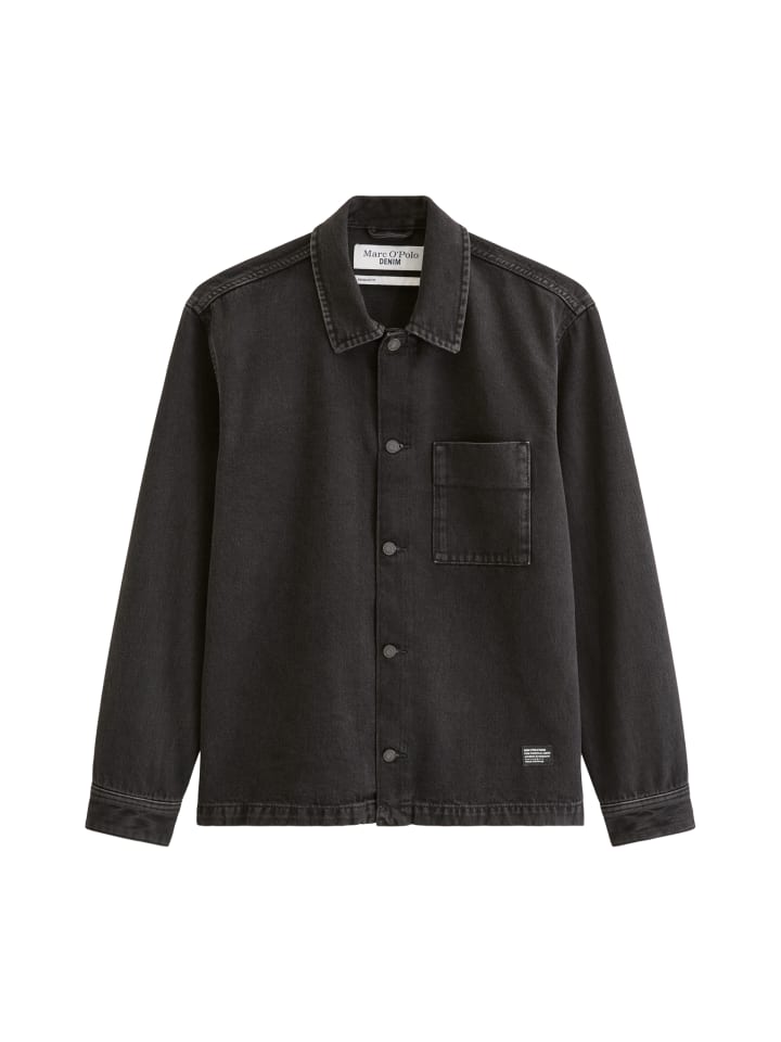 Denim-Overshirt regular in Schwarz
