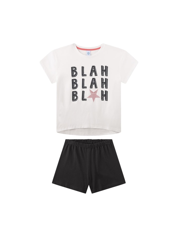 Pyjama 1er Pack in Schwarz/Beige