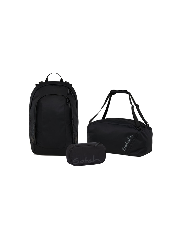 Schulrucksack-Set AIR Blackjack 3-teilig in Schwarz