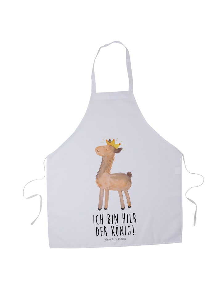 Schürze Lama König mit Spruch in Weiß