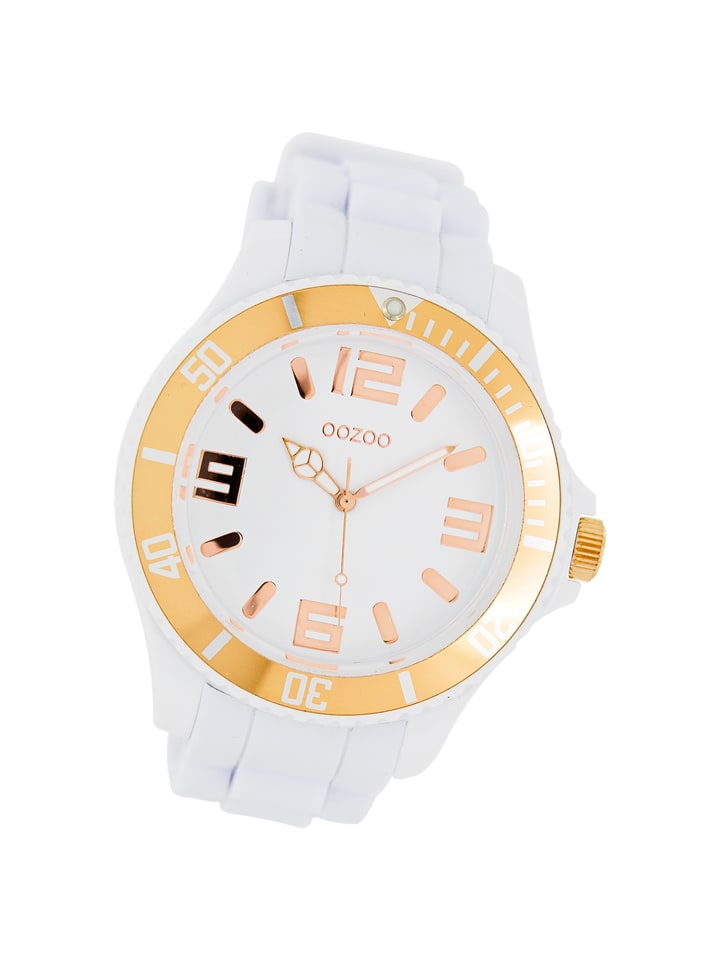 Analog-Armbanduhr Oozoo Vintage Series weiß extra groß (ca. 48mm)