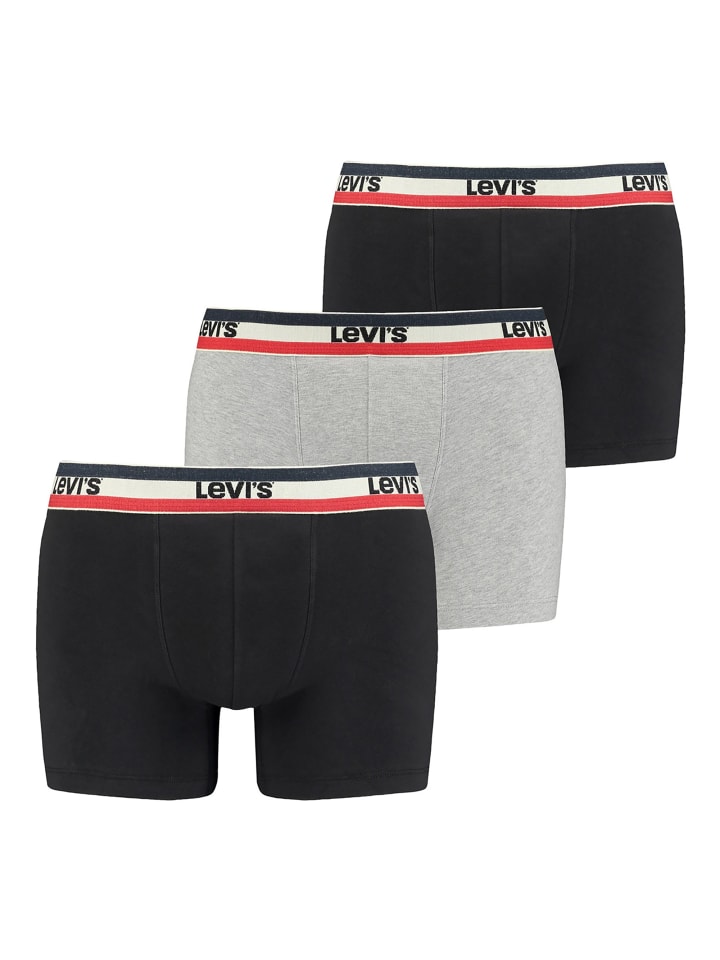 Boxershort 3er Pack in Schwarz/Grau