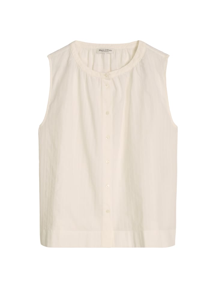 Ärmellose Bluse regular in White Cotton