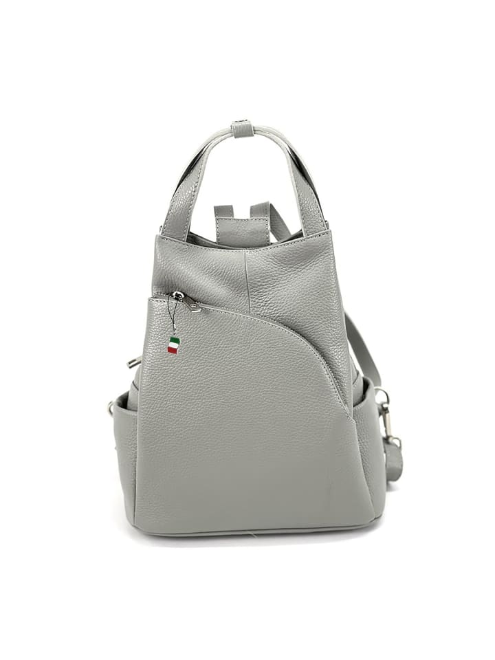 Leder Cityrucksack Florence Rucksack hellgrau ca. 27cm