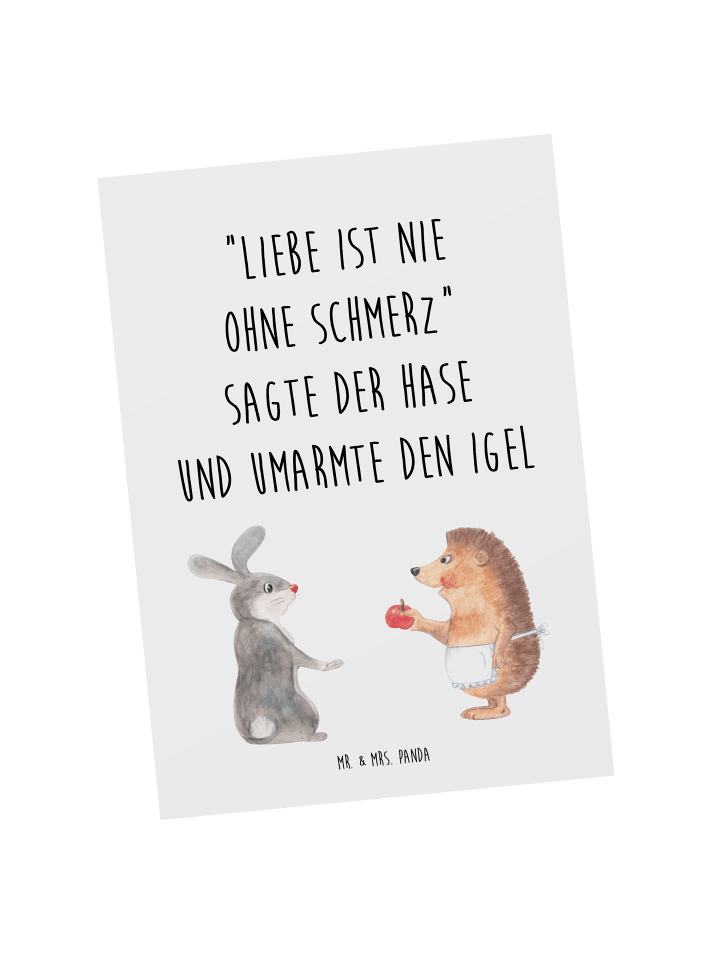 Postkarte Hase Igel mit Spruch in Weiß