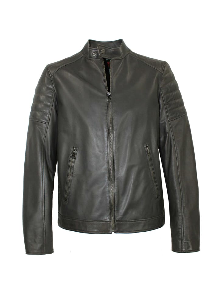 Lederjacke Lammnappa in Grau
