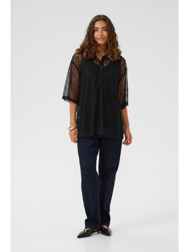 Kurzarm-Bluse CUkasi Oversize fit in Black