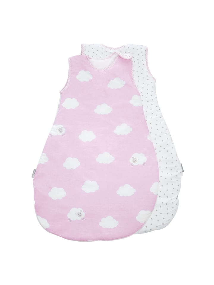 Babyschlafsack 'Kleine Wolke rosa' - ganzjährig - atmungsaktive Baumwolle