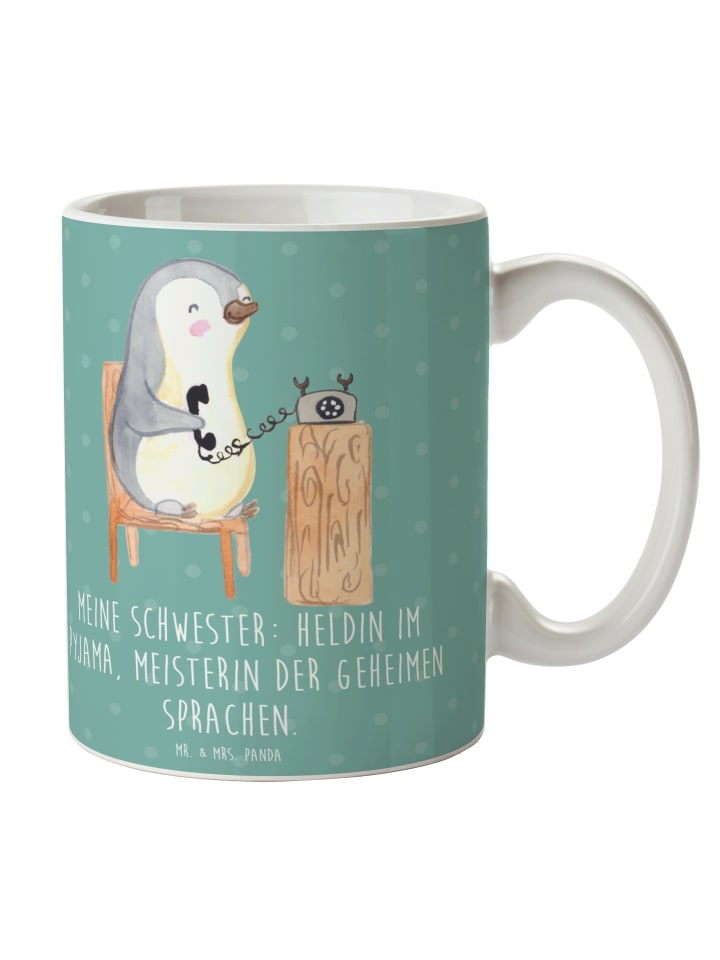 Kaffeebecher Schwester Heldin mit Spruch in Meeresbrise