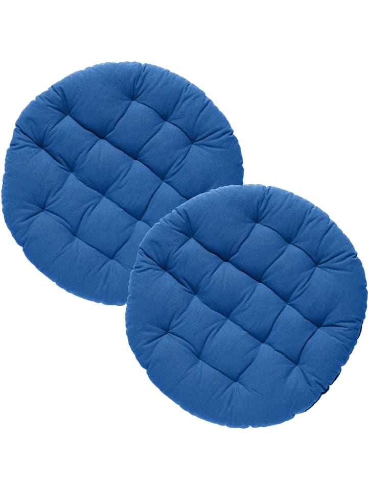 Stuhlkissen rund 2er-Pack in blau