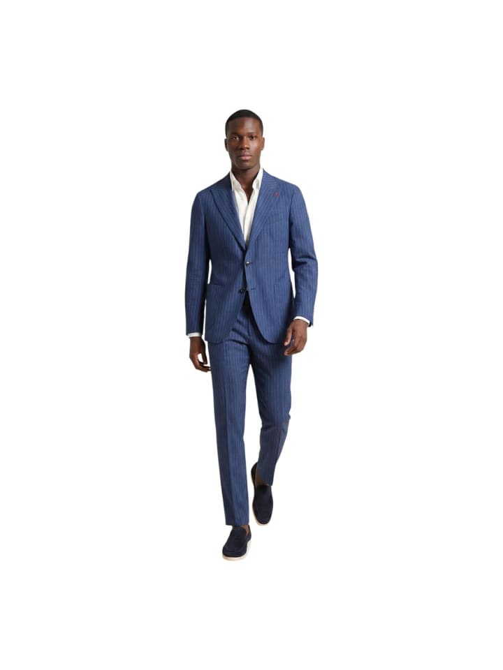 Blau Polyester Zweiteiliger Anzug