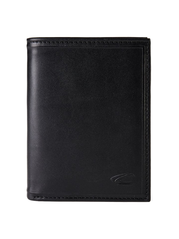 Wood Geldbörse Leder 10 cm black