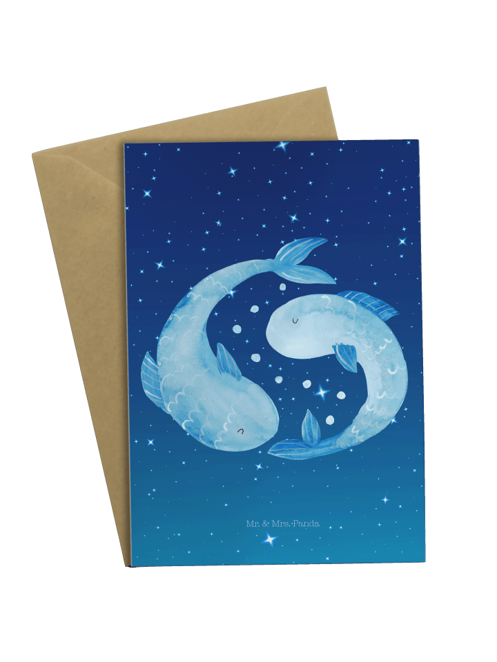 Grußkarte Sternzeichen Fische ohne Spruch in Sternenhimmel Blau