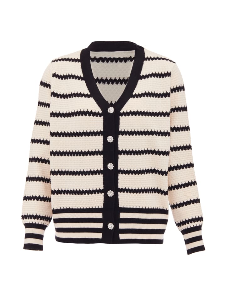 Women Cardigan in Wollweiss Schwarz