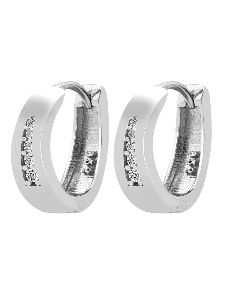 Damen Creolen aus 925 Silber mit Zirkonia in silber