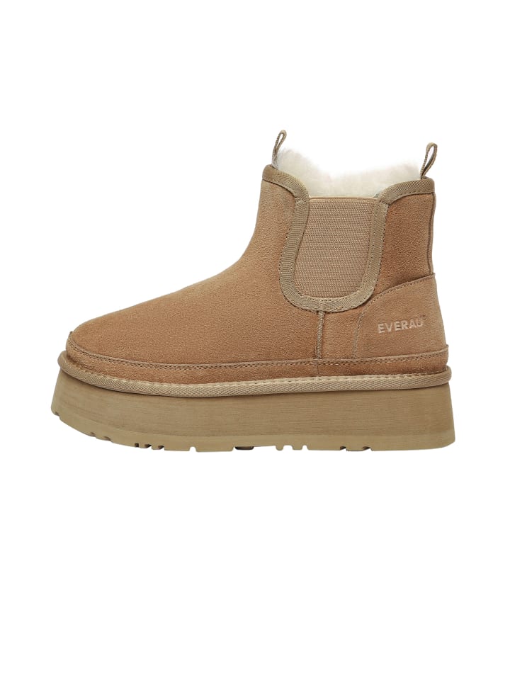 Leder Plateau Kurzstiefel Chelsea - Shoveler in Kastanie
