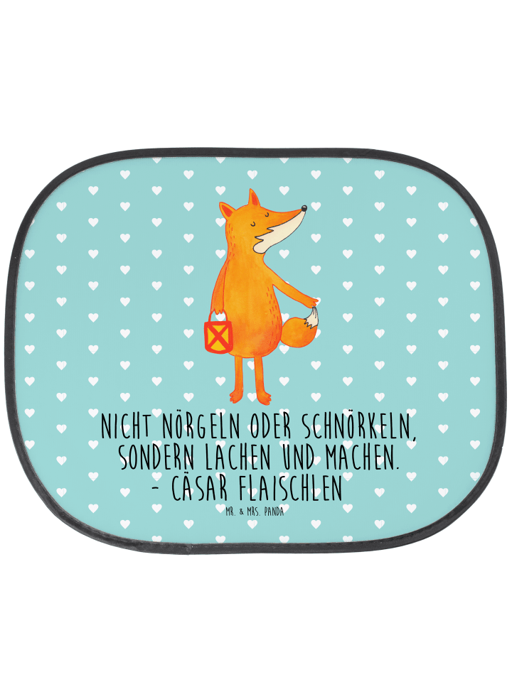 Fenster Sonnenschutz Auto Fuchs Laterne mit Spruch in Türkis Pastell