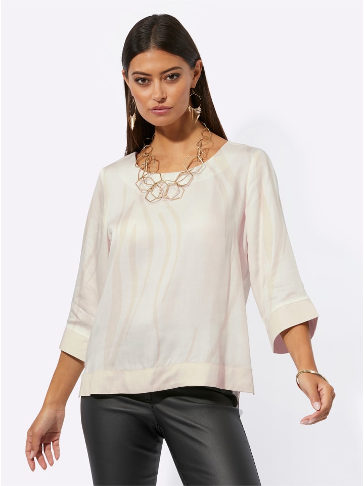 Modal-Bluse in sand-champagner-bedruckt
