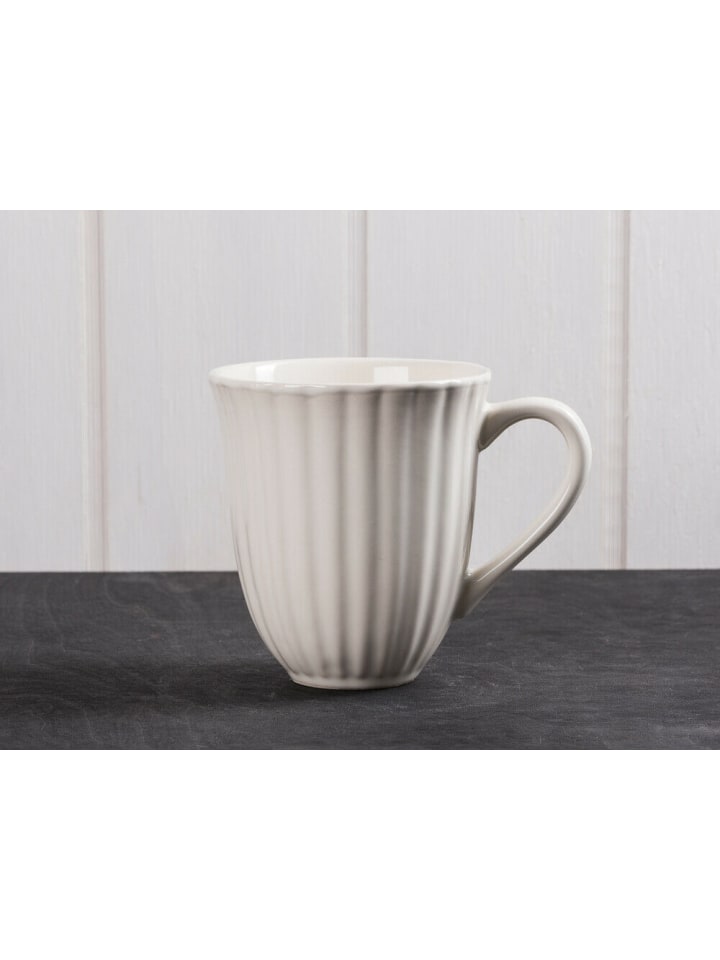 Becher mit Rillen Mynte BUTTER CREAM Creme Weiß
