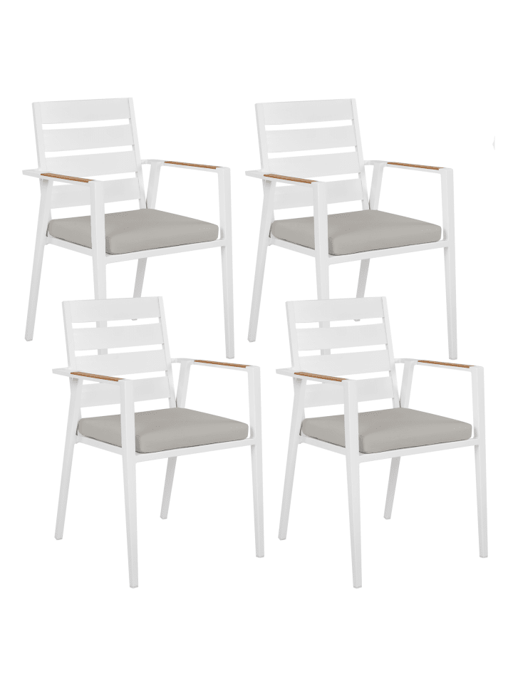 8er-Set Gartenstuhl TAVIANO in Weiß/Grau/Braun