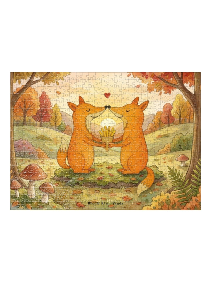 Puzzle Füchse Liebe Pommes Design ohne Spruch in Weiß