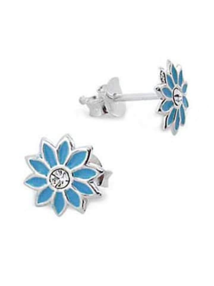 Silber Ohrringe 925 Blume 0,7 cm x 0,8 cm