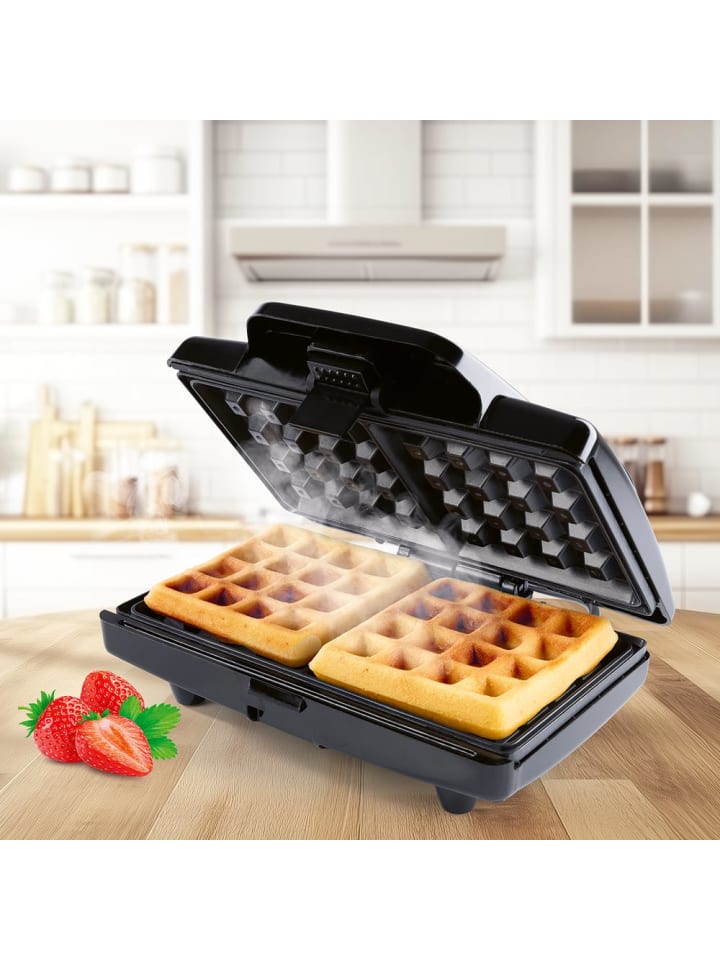 Waffeleisen Belgische Waffeln 750W schwarz inkl. Kontrollleuchten Schwarz