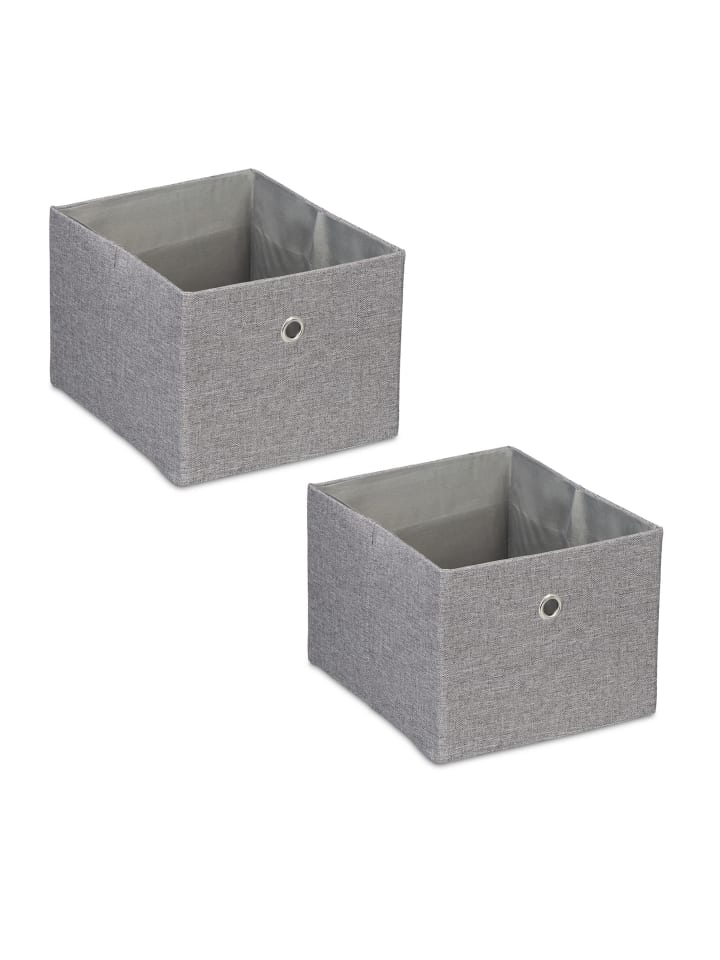 2 x Aufbewahrungsbox in Grau - (B)20,5 x (H)16 x (T)25 cm
