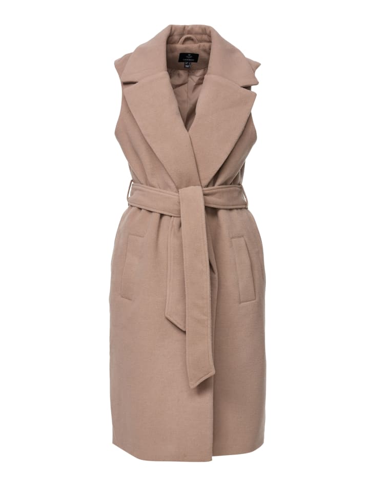 Langweste THB Suhail belted formall Coat in Stone
