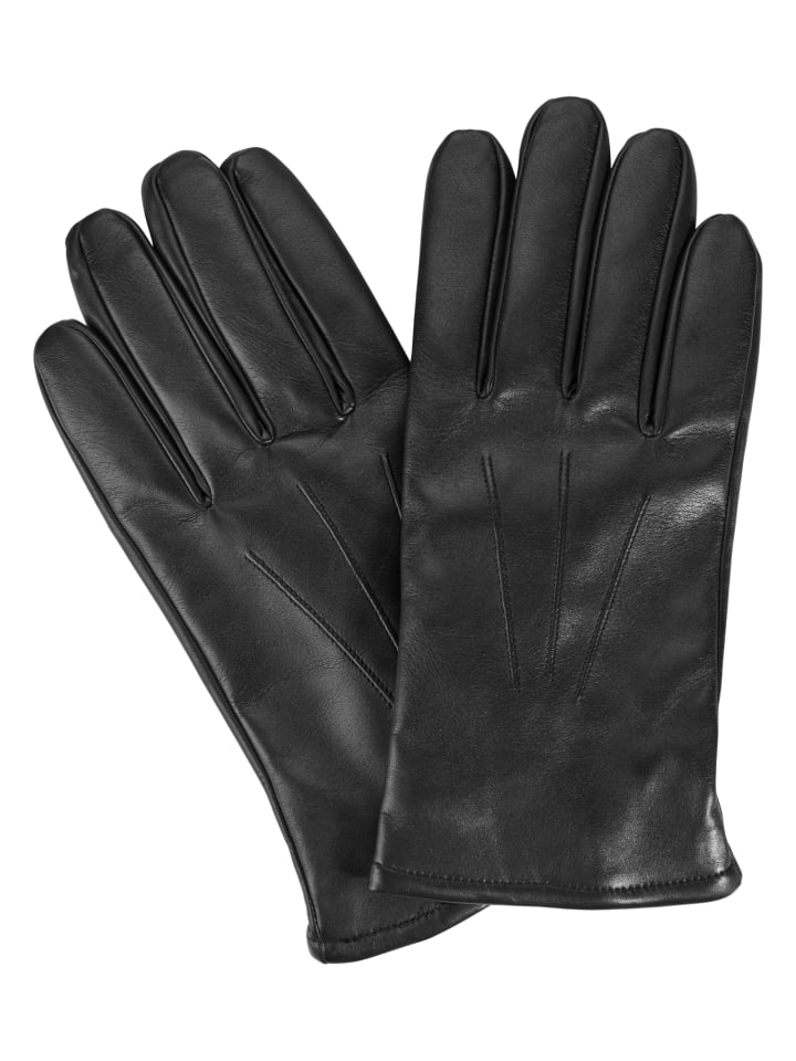 Lederhandschuhe mit Kaschmirfutter und Touchscreen tauglich in Schwarz