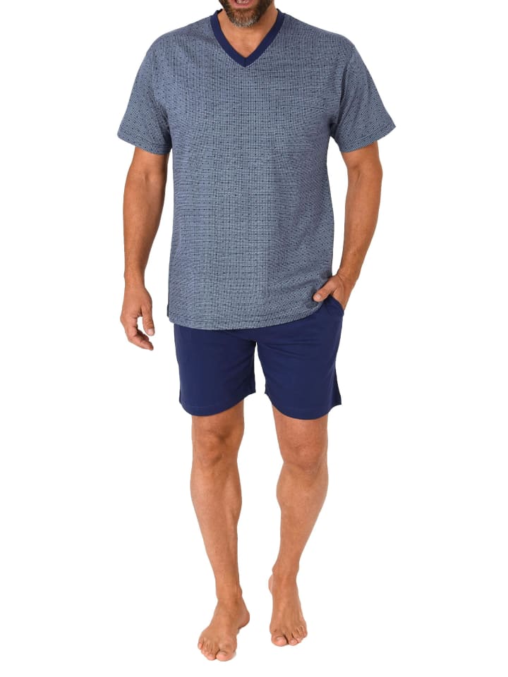 kurzarm Schlafanzug Shorty Pyjama - 78252 in marine