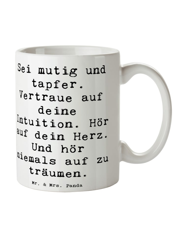 Tasse Mutig zu sich selbst stehen mit Spruch in Weiß