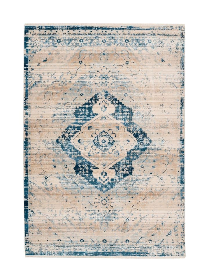 Kurzflor Teppich Borice 525 - Creme / Blau