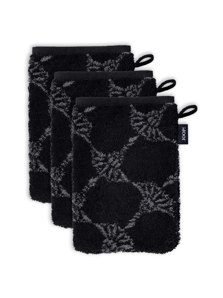 Waschlappen 3er Pack in Schwarz Cornflower