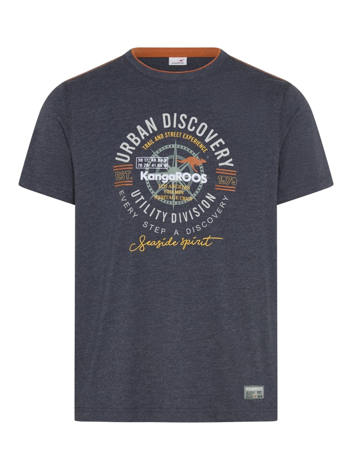 T-Shirt in marine meliert