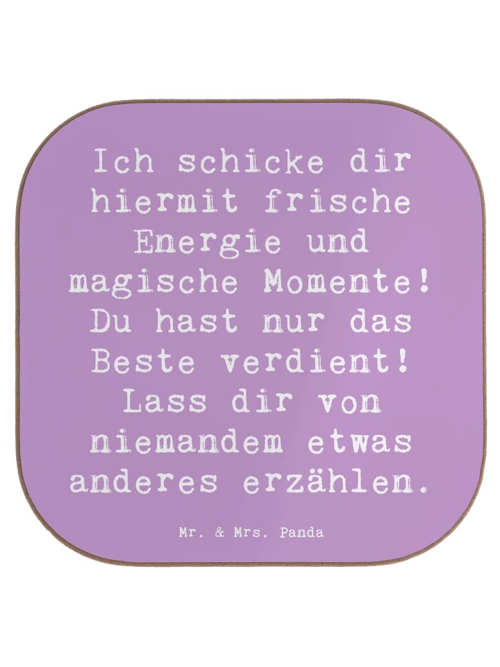 Coaster Spruch Freude und Energie mit Spruch in Lavendeltraum