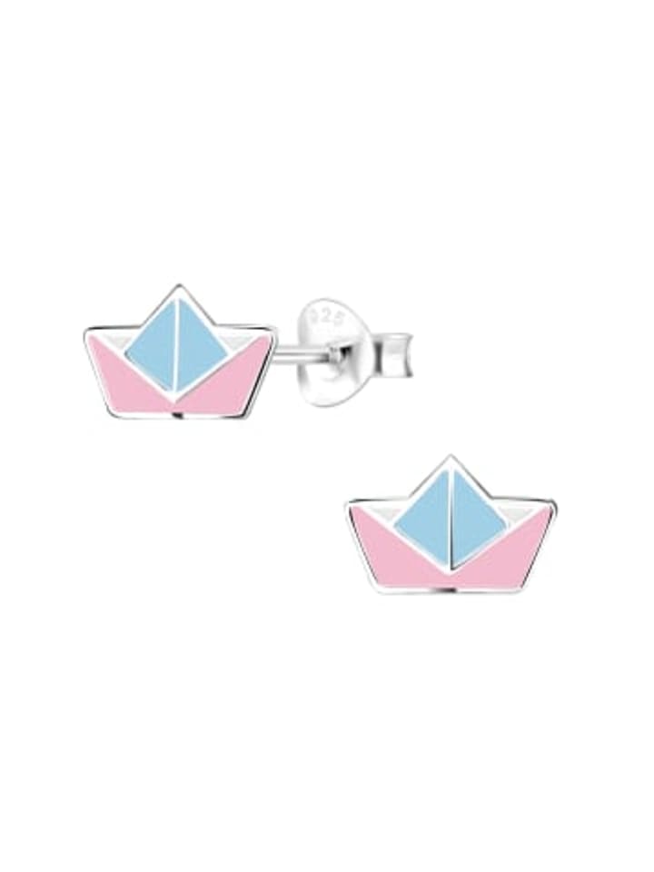 Ohrstecker ORIGAMI Boot rosa in 925 Sterling Silber, 2-tlg.