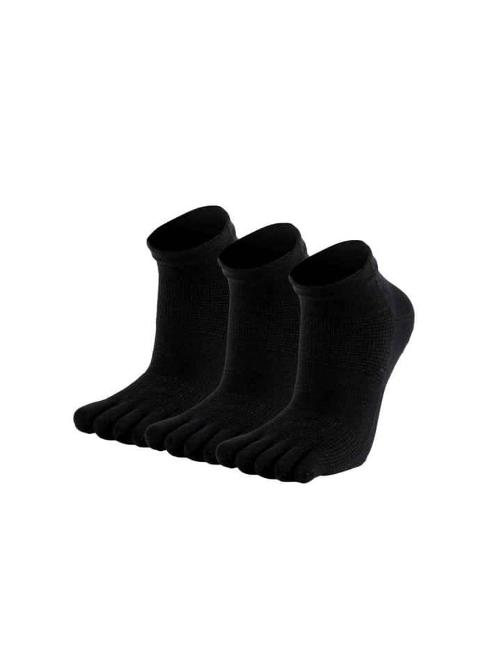 3er-Pack Yoga-Zehensocken mit Netzeinsatz Anti-Rutsch in Schwarz