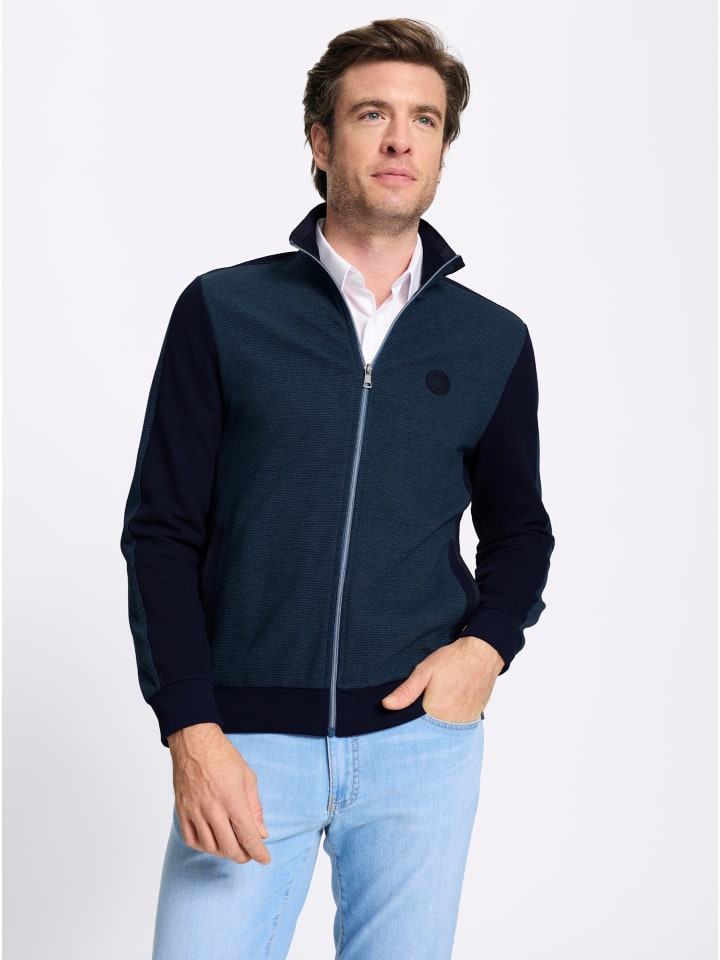 Sweatjacke in dunkelblau-meliert