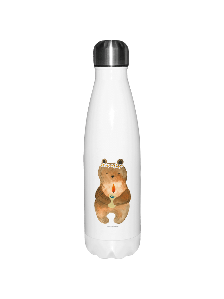 Trinkflasche Bär Kommunion ohne Spruch in Weiß