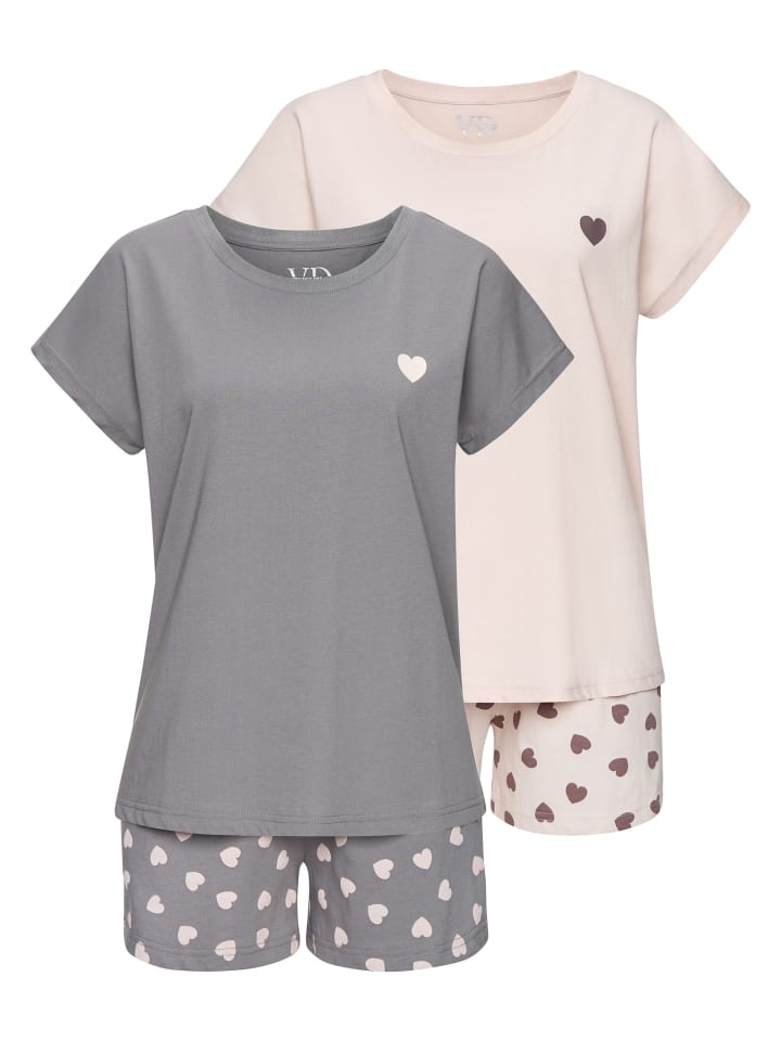 Pyjama in taupe + rosa