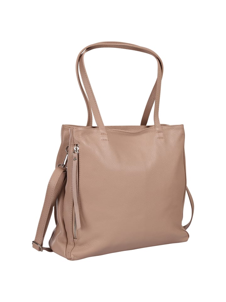 Leder Schultertasche Toscanto Tasche rosa ca. 36cm