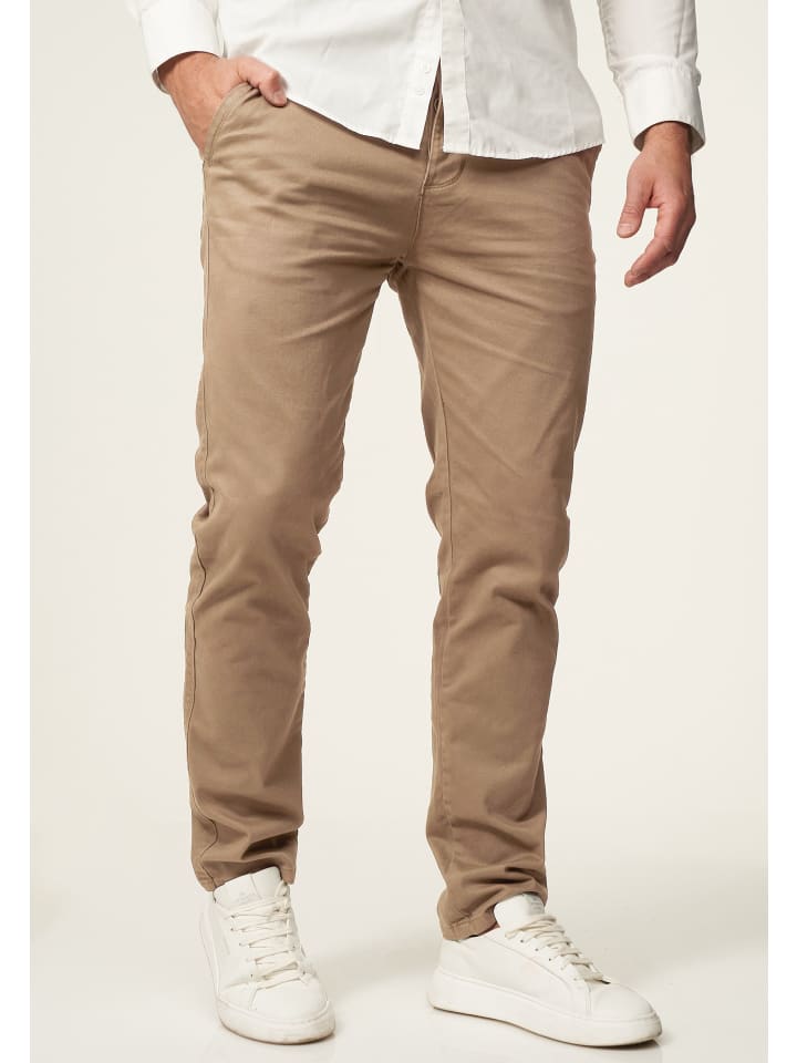 Chinohose - DCPROVO Chino Hose Elastische Jeans Stoffhose Slim-Fit in Beige