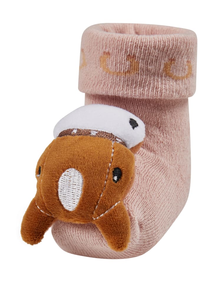 Baby Rasselsocken Pferd in puder rose