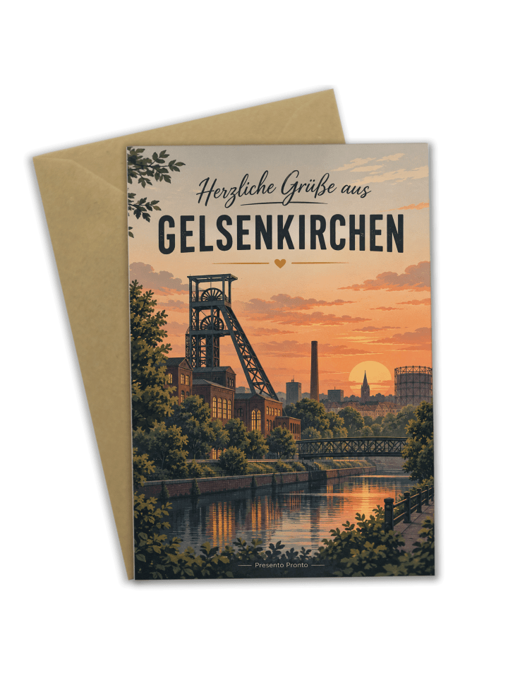 Klappkarte Förderturm nostalgisch Design mit Sp... in Weiß