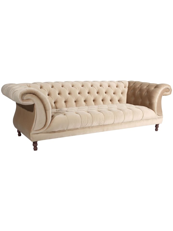 CHESTERFIELD Sofa 3-Sitzer Kaylin Samtvelours sand