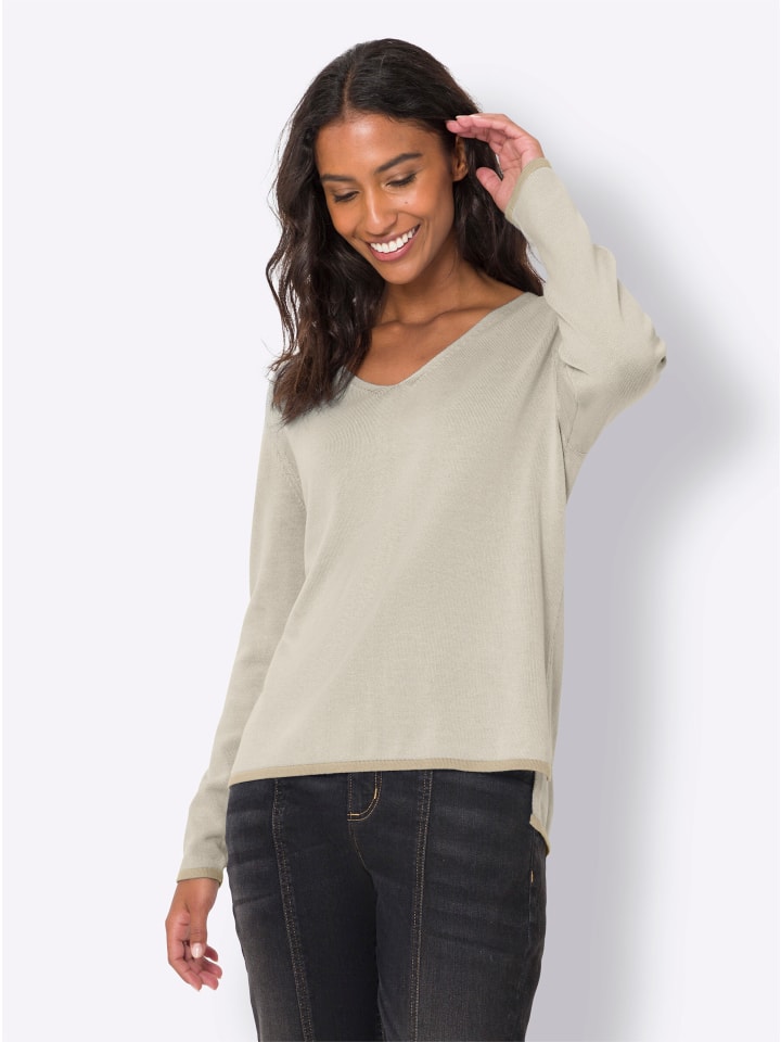 Pullover in ecru-sand-gemustert