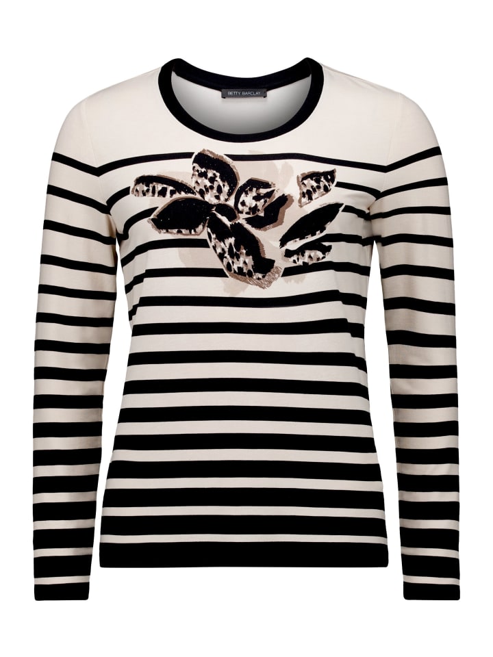 Basic Shirt mit Print in Beige/Schwarz